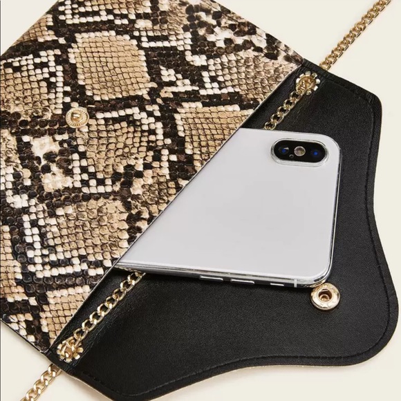 Snakeskin print brown crossbody bag 839972 - Picture 3 of 4